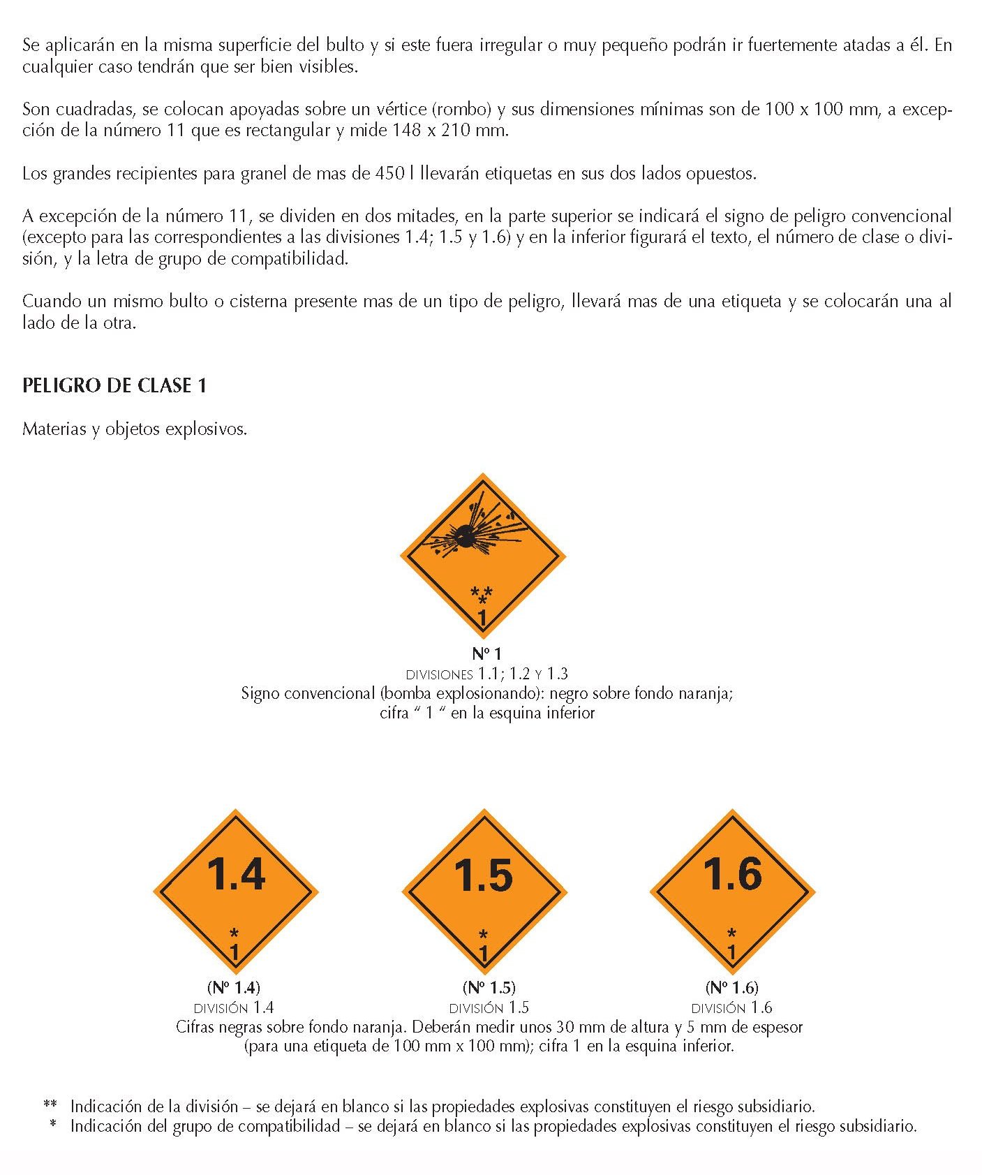 MERCANCIAS PELIGROSAS 004 ETIQUETAS PELIGRO ADR CLASE 1 FICHAS EMERGENCIA 2004