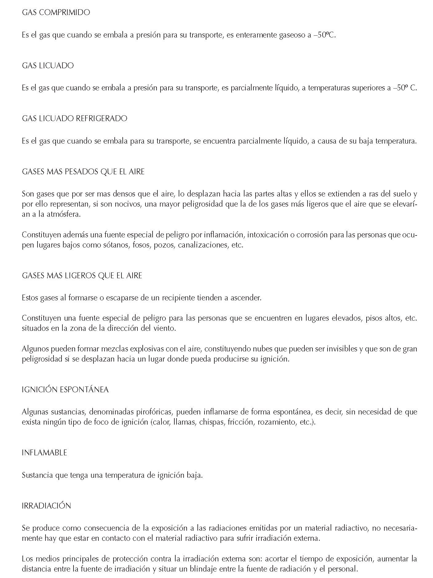 MERCANCIAS PELIGROSAS 018 GAS COMPRIMIDO-IRRADIACION FICHAS EMERGENCIA 2004
