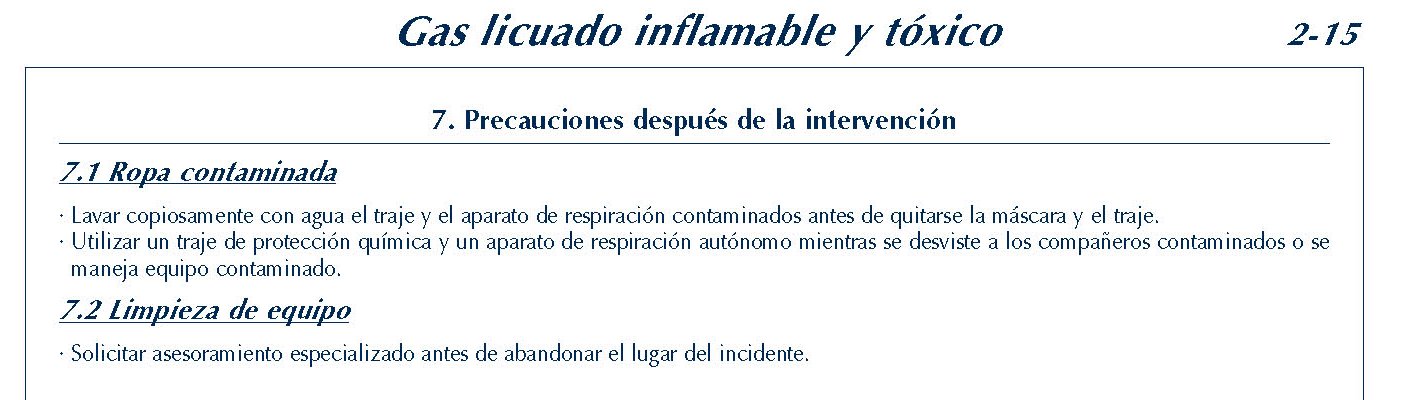 MERCANCIAS PELIGROSAS 119  FICHA 2-15 GAS LICUADO INFLAMABLE TOXICO FICHAS EMERGENCIA 2004