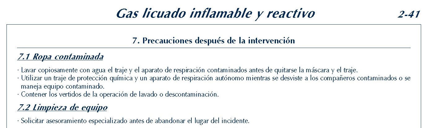 MERCANCIAS PELIGROSAS 144  FICHA 2-41 GAS LICUADO INFLAMABLE REACTIVO FICHAS EMERGENCIA 2004