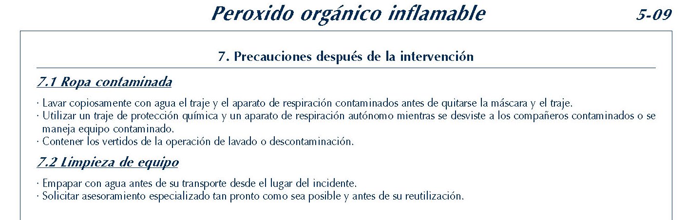 MERCANCIAS PELIGROSAS 225 FICHA 5-09 PEROXIDO ORGANICO INFLAMABLE FICHAS EMERGENCIA 2004