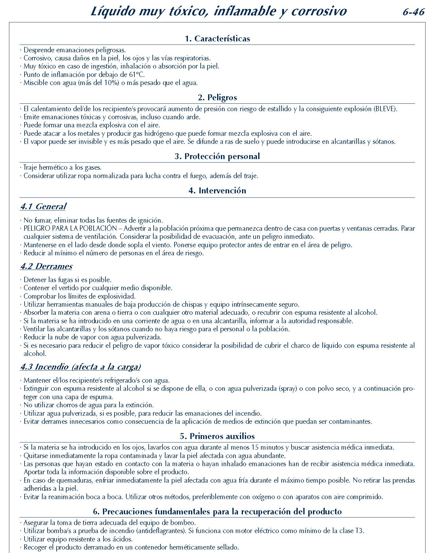 MERCANCIAS PELIGROSAS 284 FICHA 6-45 LIQUIDO MUY TOXICO INFLAMABLE CORROSIVO FICHAS EMERGENCIA 2004