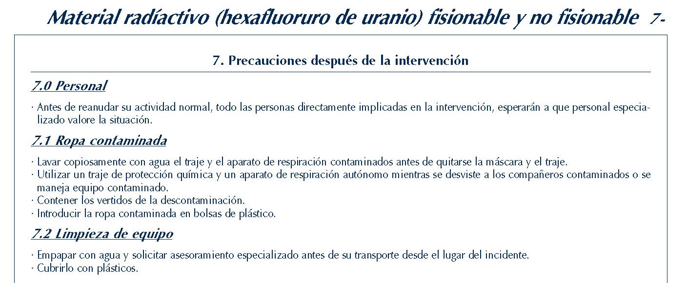 MERCANCIAS PELIGROSAS 298 FICHA 7-03 MATERIAL RADIACTIVO FISIONABLE FICHAS EMERGENCIA 2004