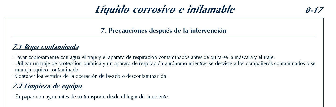 MERCANCIAS PELIGROSAS 319 FICHA 8-17 LIQUIDO CORROSIVO INFLAMABLE FICHAS EMERGENCIA 2004