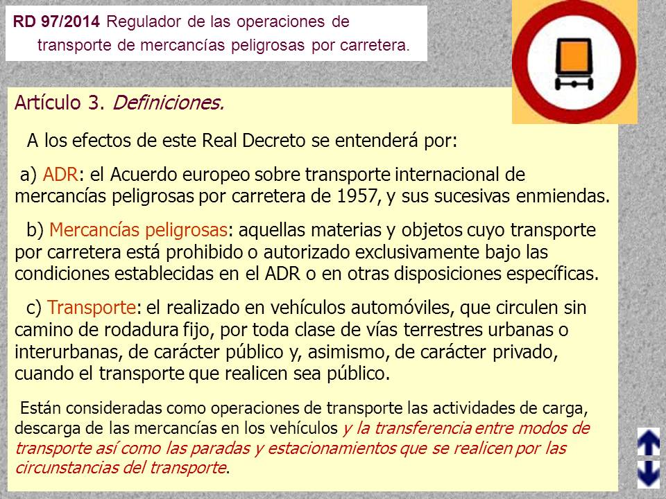 ADR TIRME · DEFINICIONES RD 551-2006